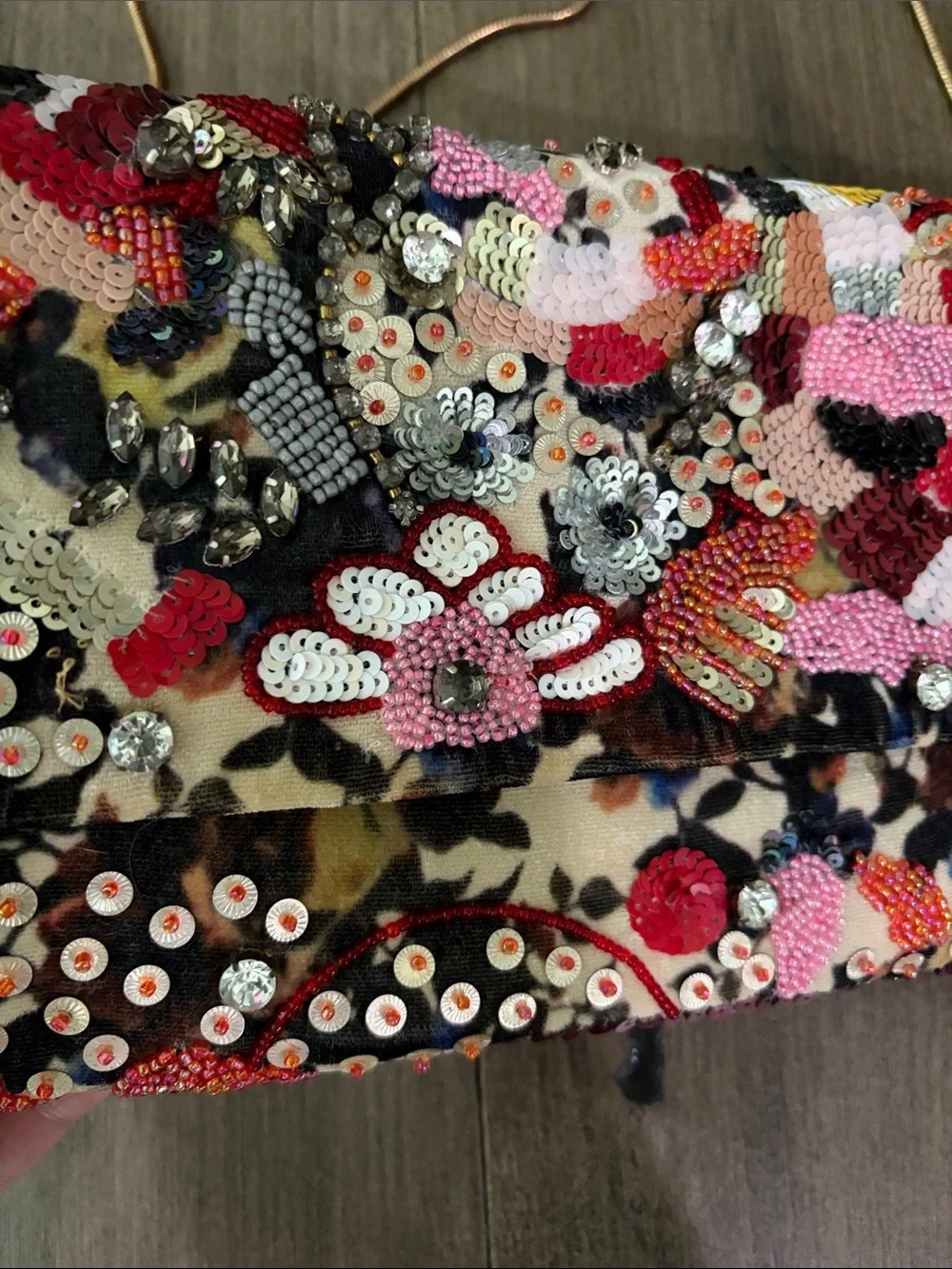 Lulus Beaded Floral Multicolor Fold-Over Crossbody Clutch
